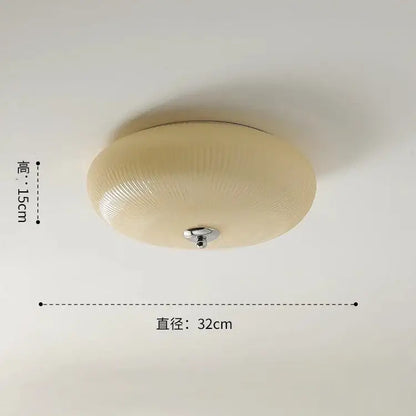 Modern ribbed cream glass round ceiling lights bedroom led lighting