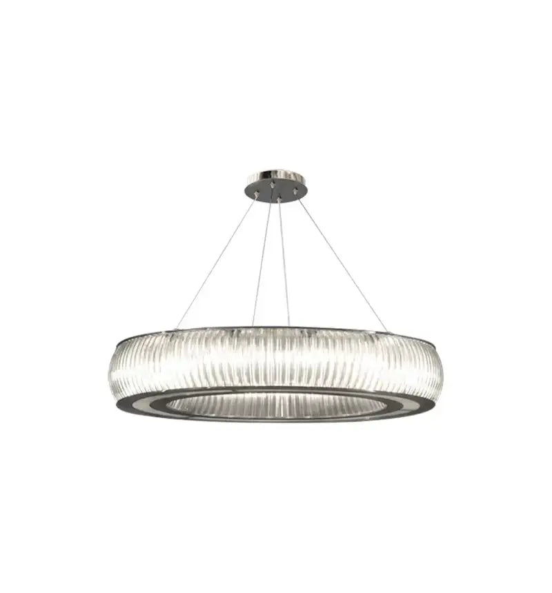 Modern ribbed crystal led ceiling pendant – living room chandelier