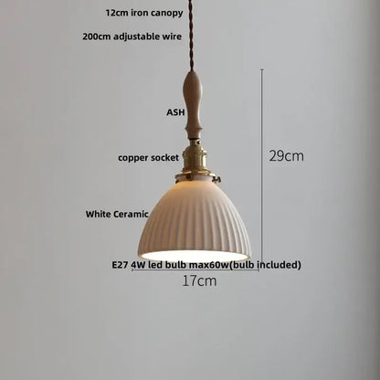 Modern ribbed glass ceramic led pendant lamp dining room brass finish