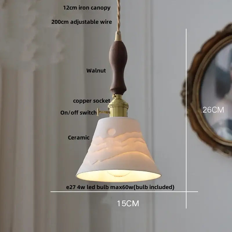 Modern ribbed glass ceramic led pendant lamp dining room brass finish
