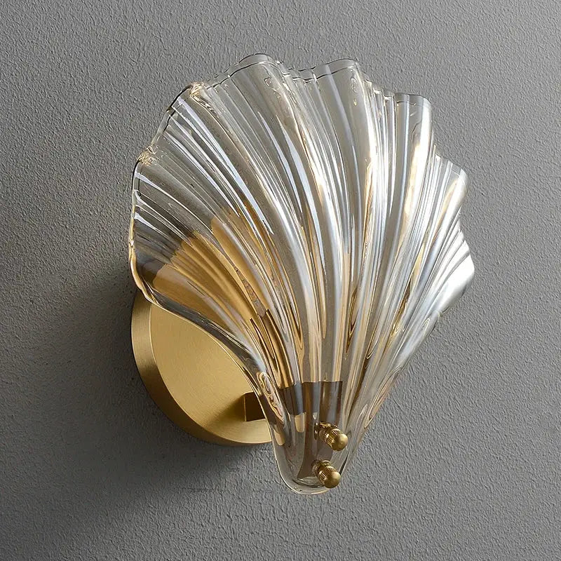 Modern ribbed glass copper led wall lamp for bedroom decor