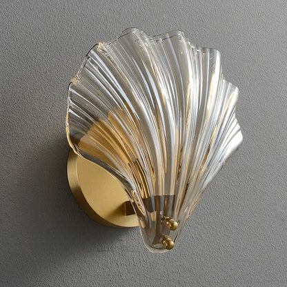 Modern ribbed glass copper led wall lamp for bedroom decor