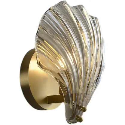 Modern ribbed glass copper led wall lamp for bedroom decor