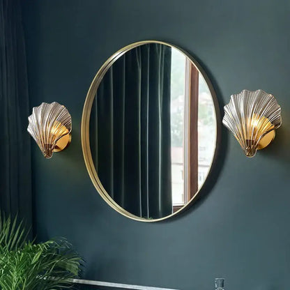 Modern ribbed glass copper led wall lamp for bedroom decor