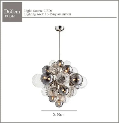 Modern ribbed glass globe led pendant light for living room