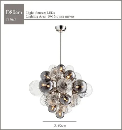 Modern ribbed glass globe led pendant light for living room