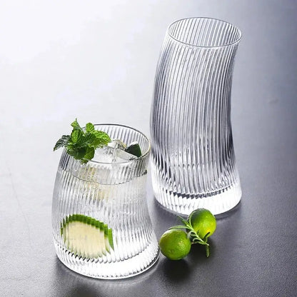 Modern ribbed sail-shaped glass cups dining room tumblers