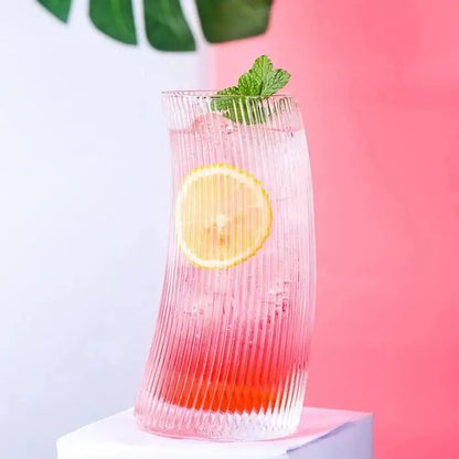 Modern ribbed sail-shaped glass cups dining room tumblers