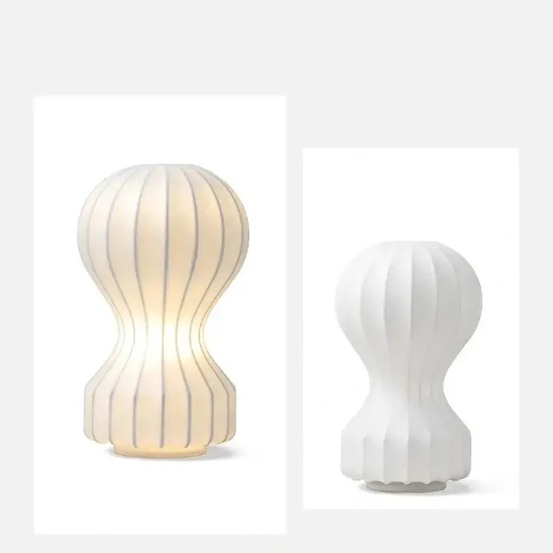 Modern ribbed white ceramic silk table lamp – bedroom led