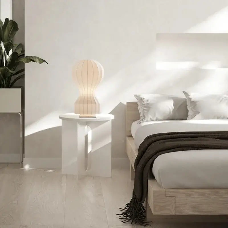 Modern ribbed white ceramic table lamp bedroom light