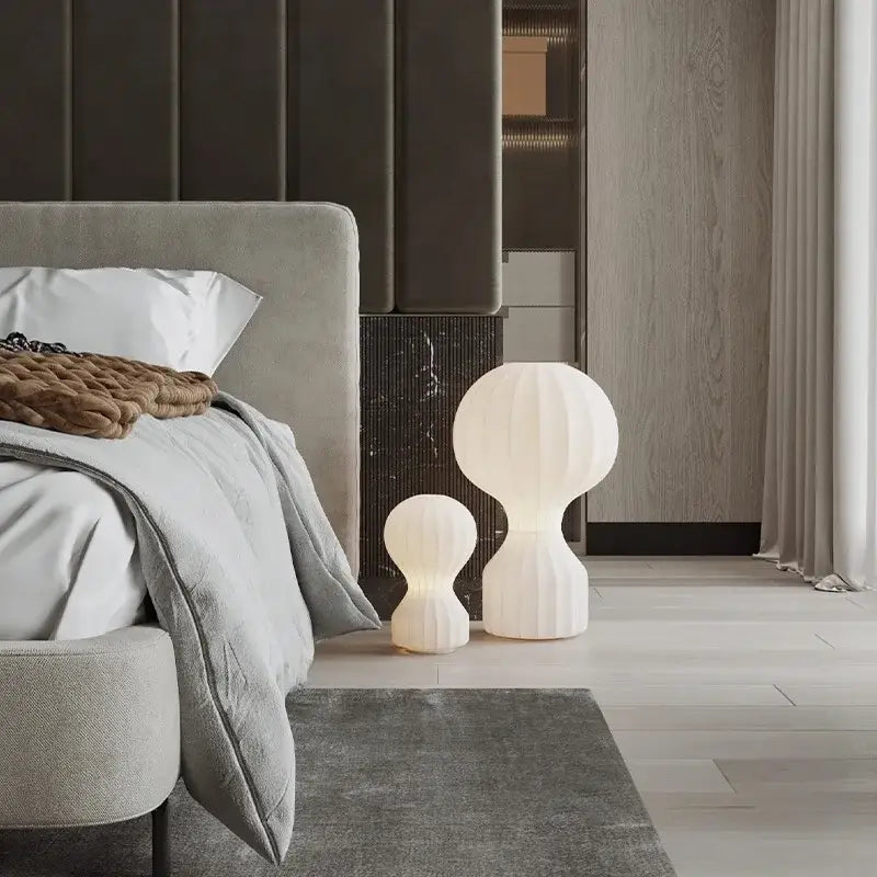 Modern ribbed white ceramic table lamp bedroom light
