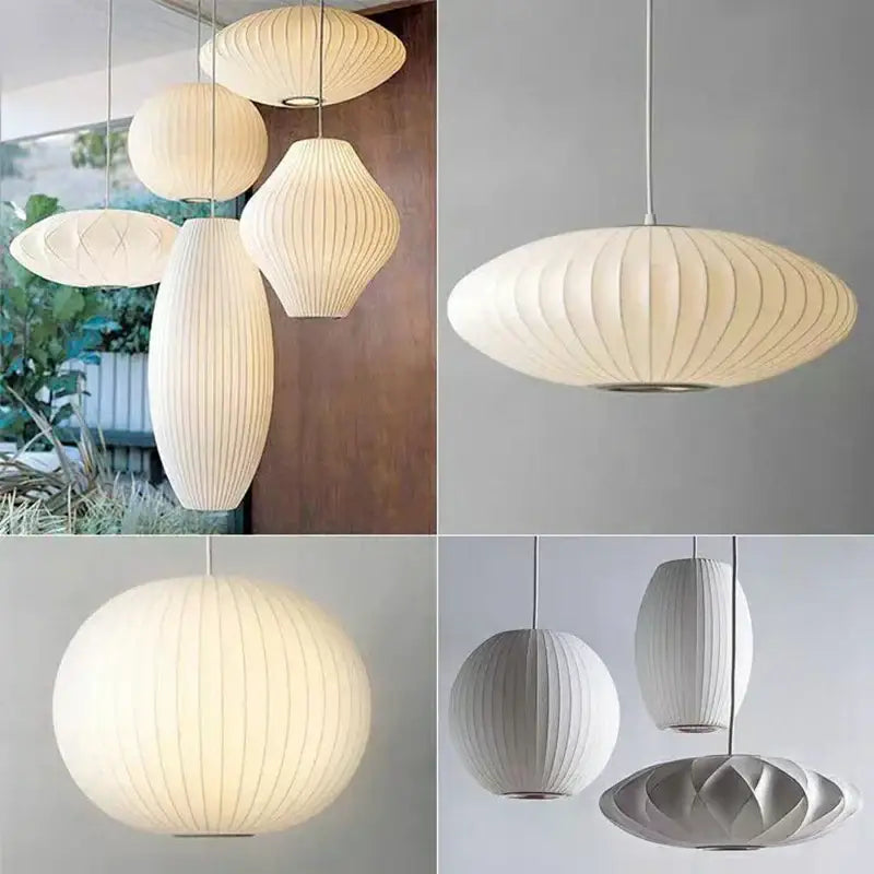Modern ribbed white elegant silk designer pendant lamp living room