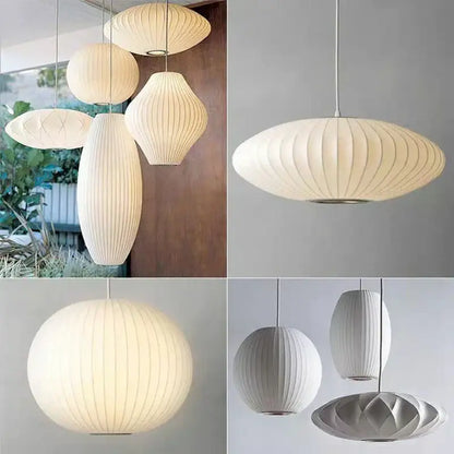 Modern ribbed white elegant silk designer pendant lamp living room