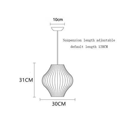 Modern ribbed white elegant silk designer pendant lamp living room