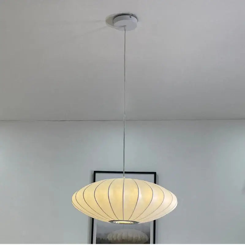 Modern ribbed white elegant silk designer pendant lamp living room