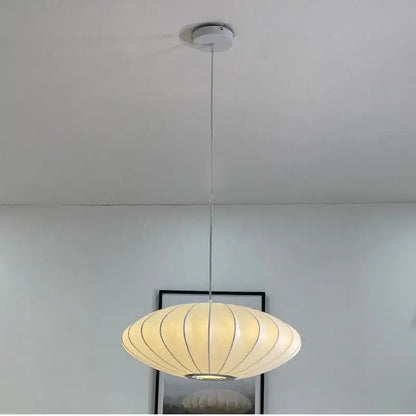 Modern ribbed white elegant silk designer pendant lamp living room