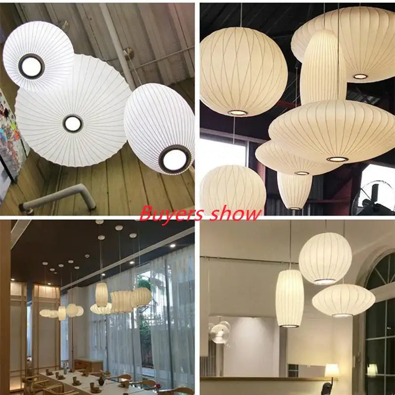 Modern ribbed white elegant silk designer pendant lamp living room