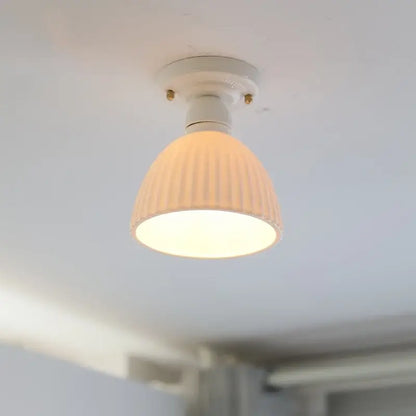 Modern ridged cream ceramic led ceiling light for living room
