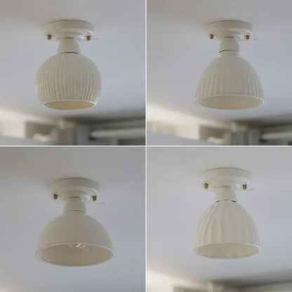 Modern ridged cream ceramic led ceiling light for living room