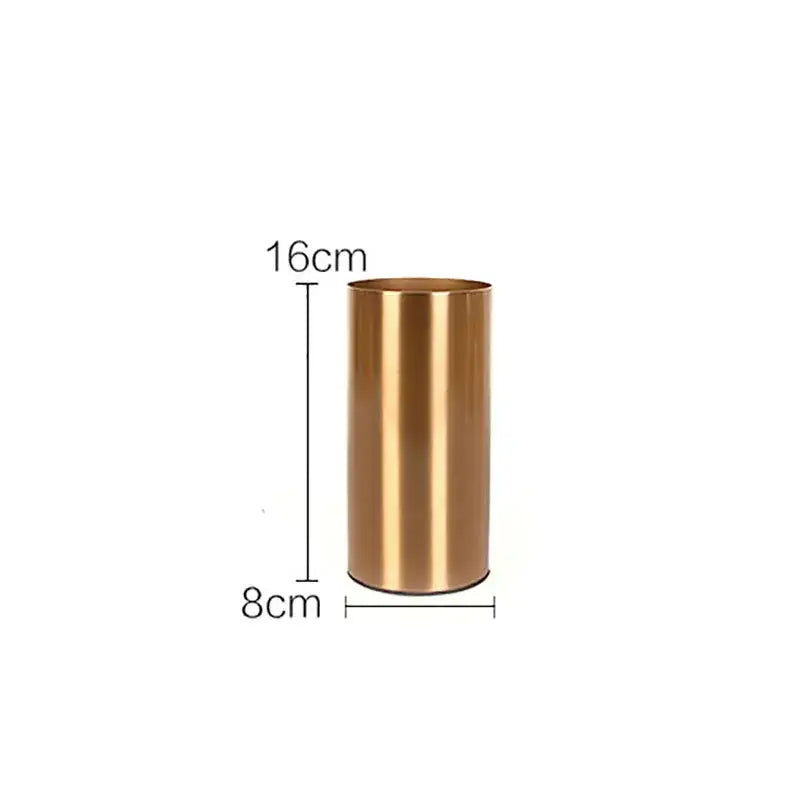 Modern ridged gold plated cylinder vase living room decor
