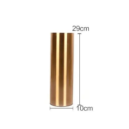 Modern ridged gold plated cylinder vase living room decor