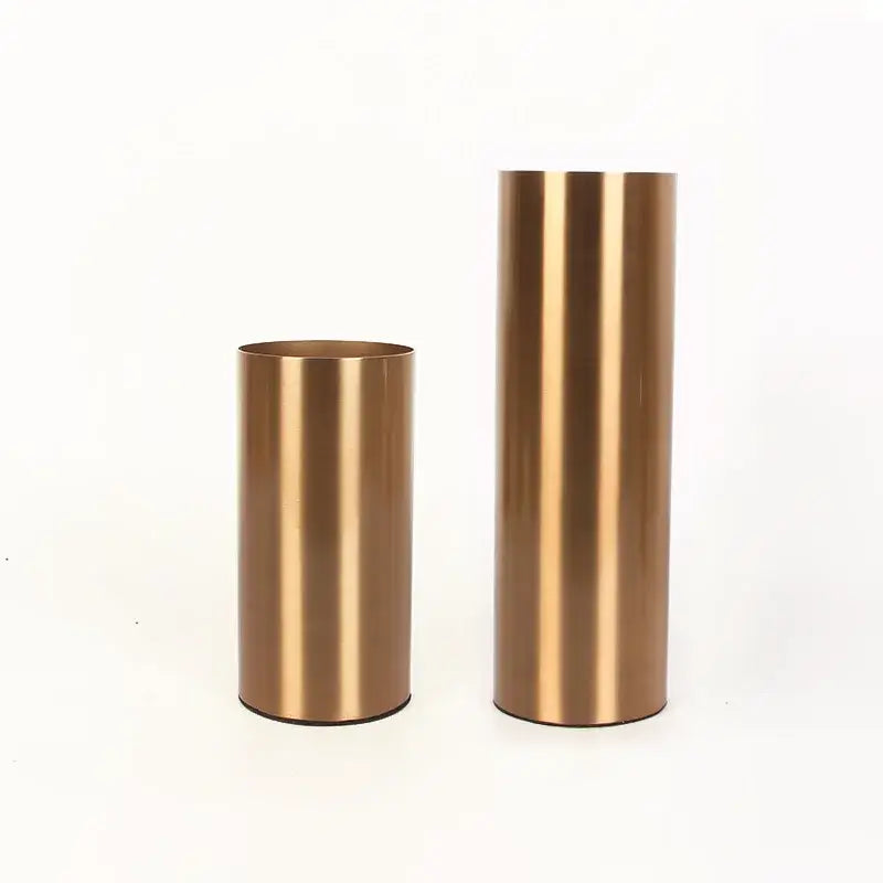 Modern ridged gold plated cylinder vase living room decor