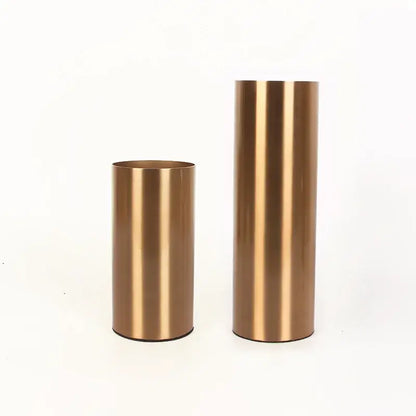Modern ridged gold plated cylinder vase living room decor