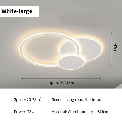 Modern ring led white ceiling light with remote control for living room