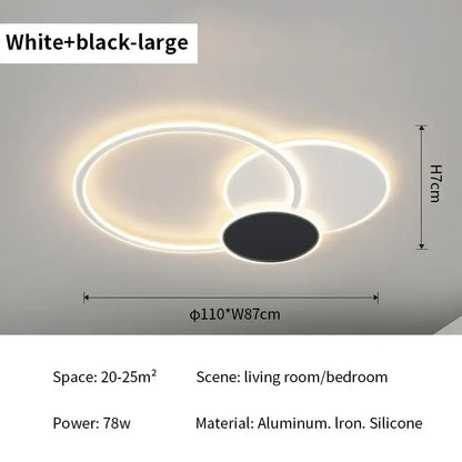 Modern ring led white ceiling light with remote control for living room
