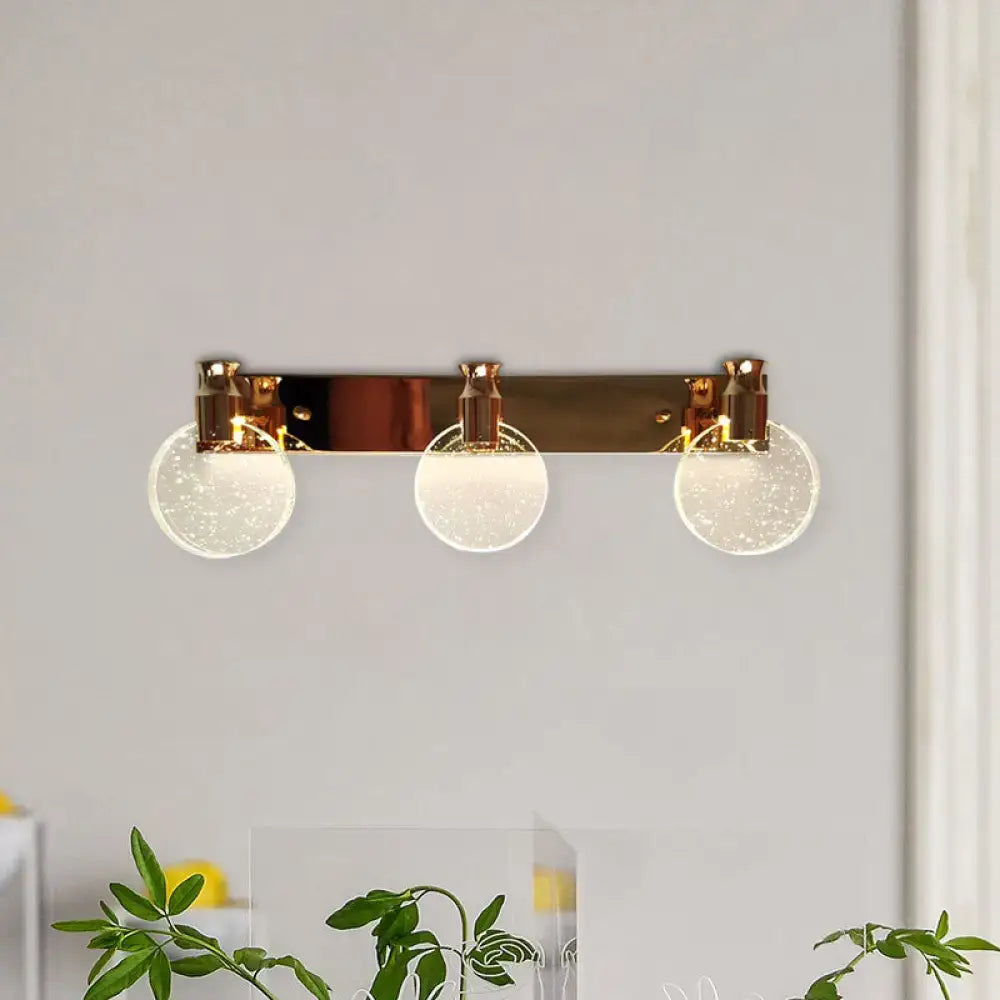 Modern rose gold 3-light globe wall vanity light bathroom fixture