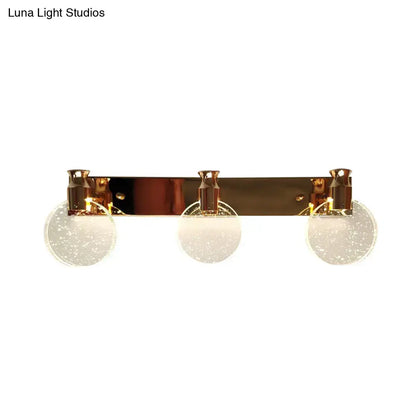 Modern rose gold 3-light globe wall vanity light bathroom fixture