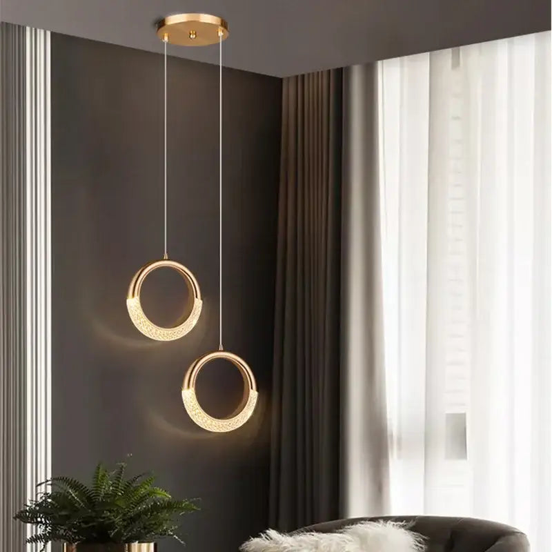 Modern rose gold acrylic led chandelier dining room pendant light