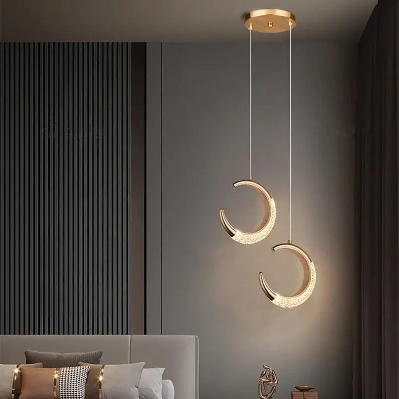 Modern rose gold acrylic led chandelier dining room pendant light