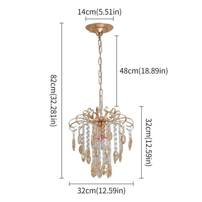 Modern rose gold and amber crystal led pendant light living room