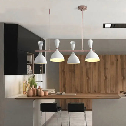 Modern rose gold and white funnel ceiling pendant dining room light