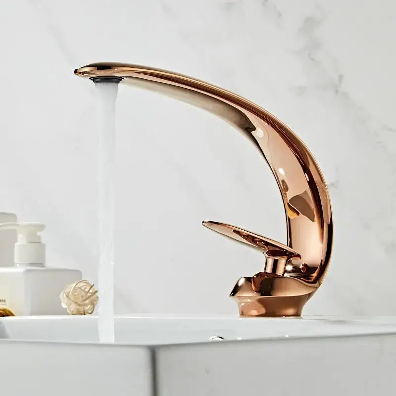Modern rose gold & black brass basin faucet bathroom mixer tap