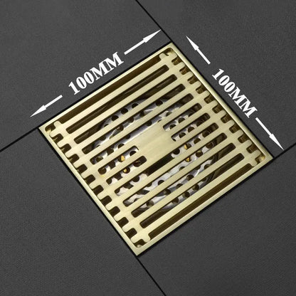 Modern rose gold brushed square floor drain bathroom slat design