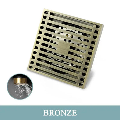 Modern rose gold brushed square floor drain bathroom slat design