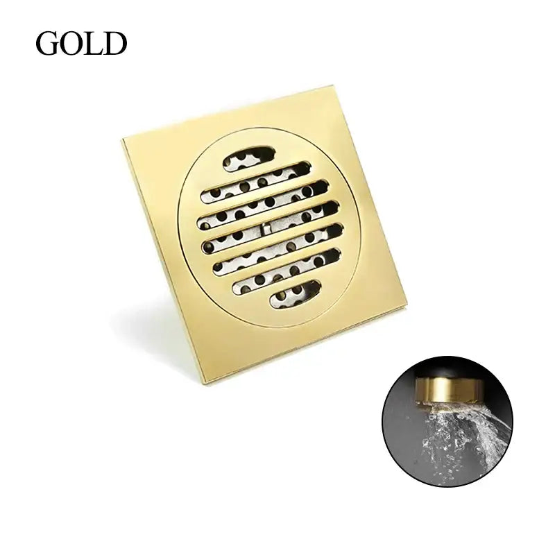 Modern rose gold brushed square floor drain bathroom slat design