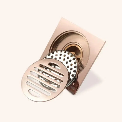 Modern rose gold brushed square floor drain bathroom slat design