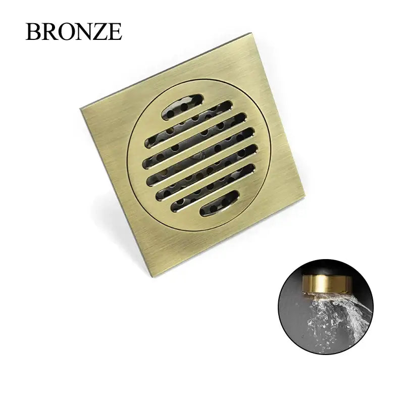 Modern rose gold brushed square floor drain bathroom slat design