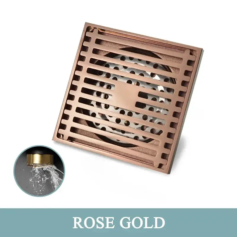 Modern rose gold brushed square floor drain bathroom slat design