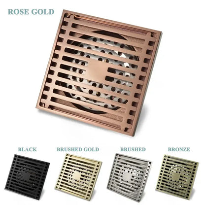 Modern rose gold brushed square floor drain bathroom slat design