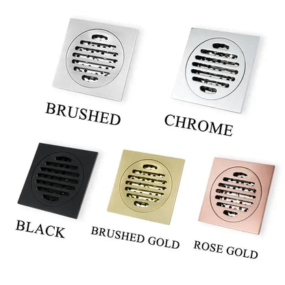 Modern rose gold brushed square floor drain bathroom slat design