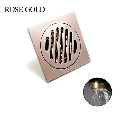 Modern rose gold brushed square floor drain bathroom slat design