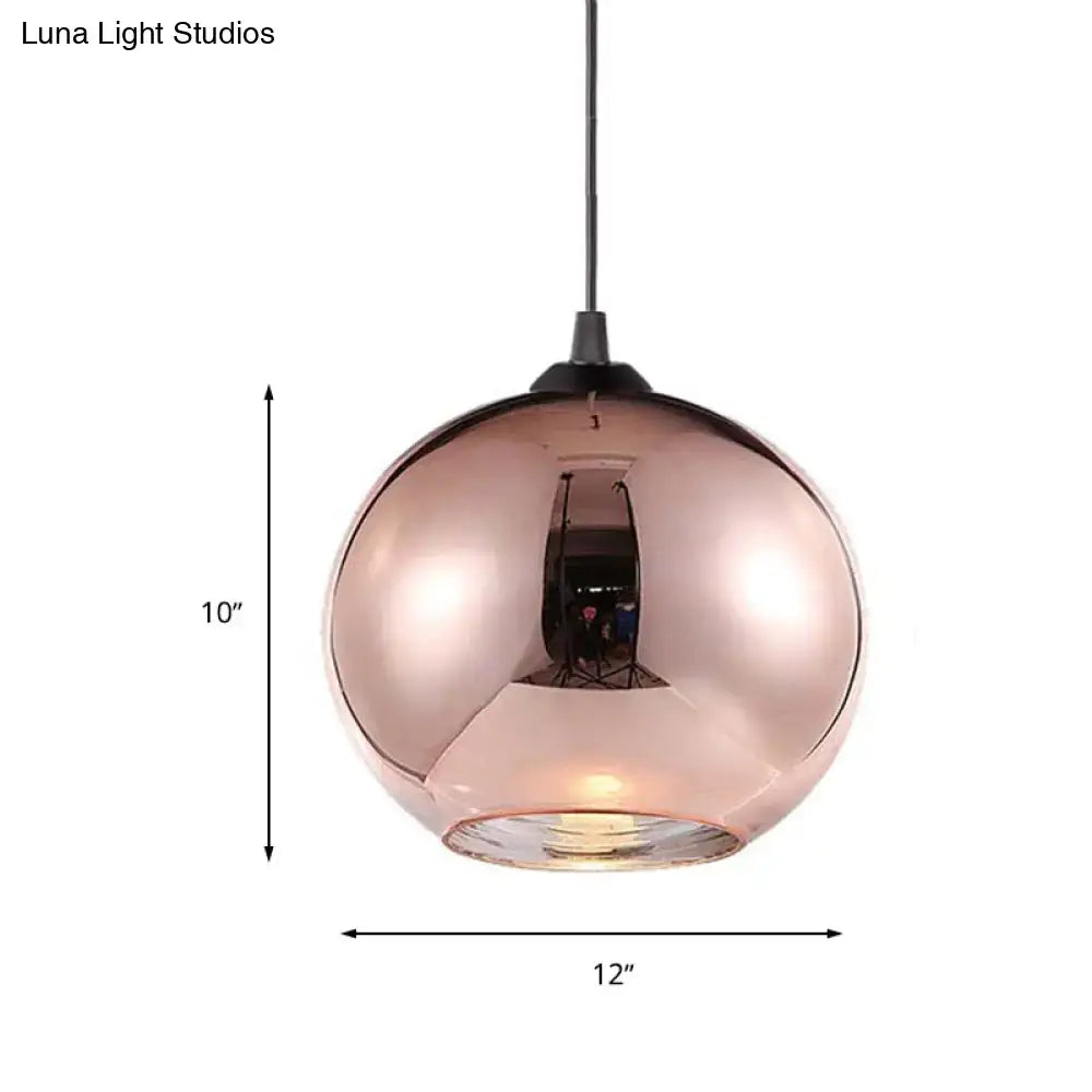 Modern rose gold copper sphere pendant light for kitchen bar