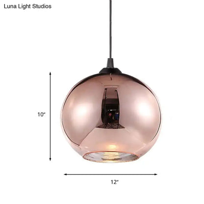 Modern rose gold copper sphere pendant light for kitchen bar