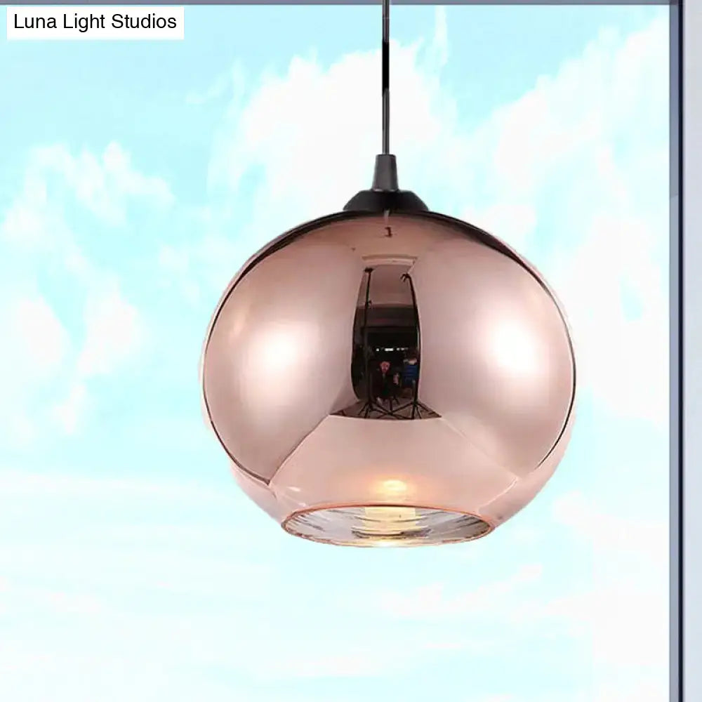 Modern rose gold copper sphere pendant light for kitchen bar