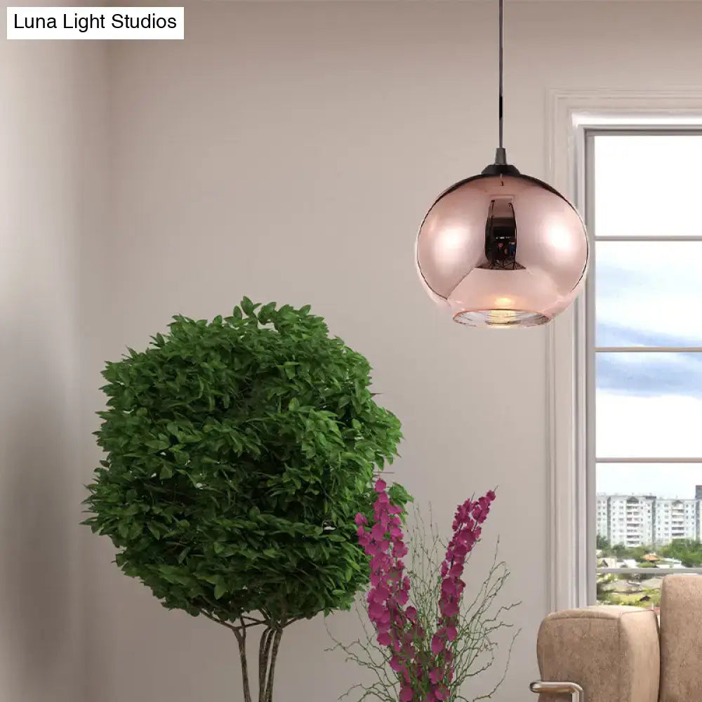 Modern rose gold copper sphere pendant light for kitchen bar
