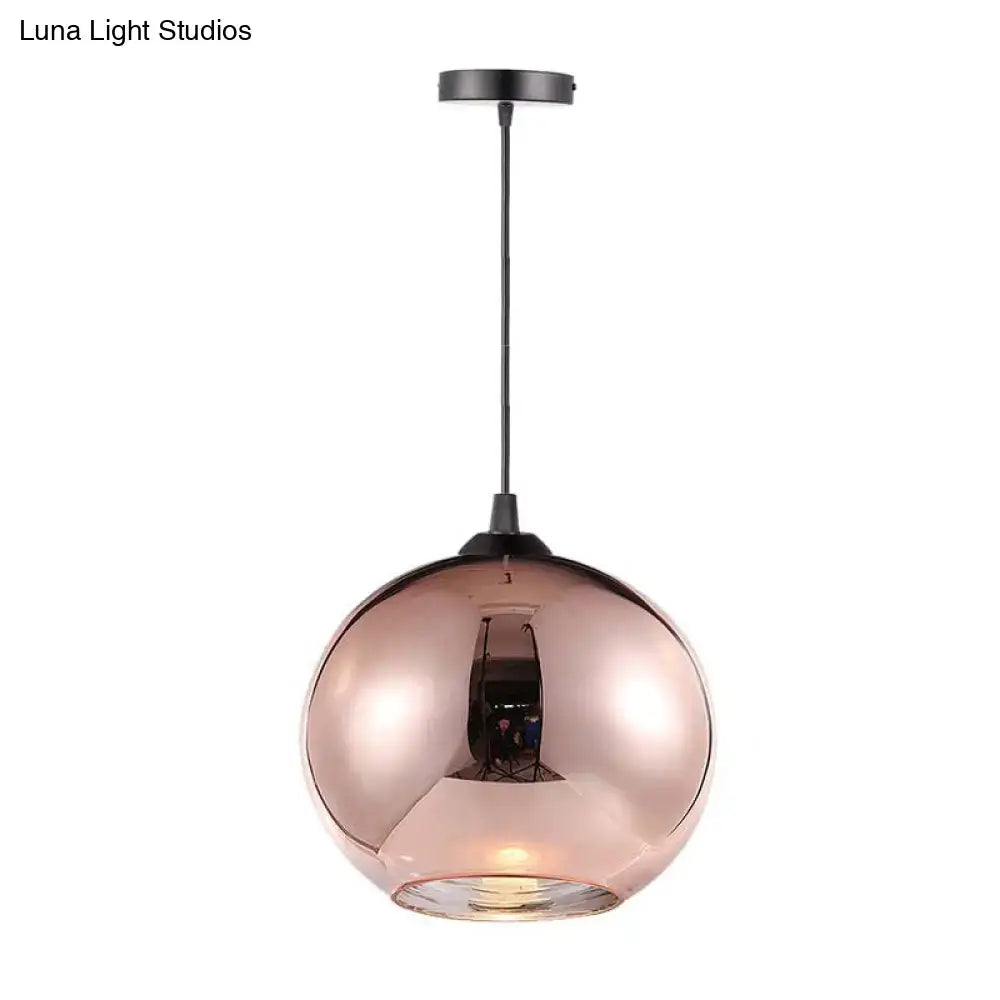 Modern rose gold copper sphere pendant light for kitchen bar